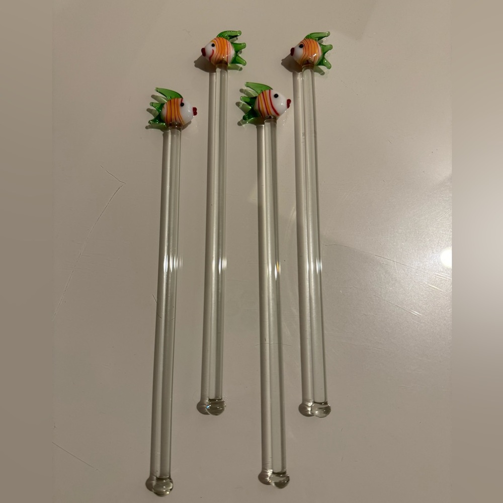Vintage set of 4, fish, stir sticks